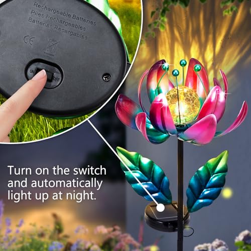 Solar Purple Metal Flower Wind Spinners