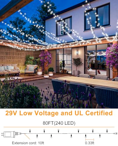 80FT 240 LED Christmas Lights Outdoor