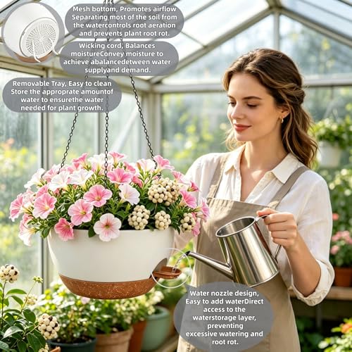 2 Pack 10 Inch Self Watering Hanging Planters for Indoor Plants (2 Count)