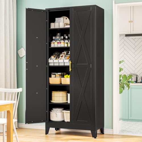 75" H Tall Kitchen Storage Cabinet with Doors