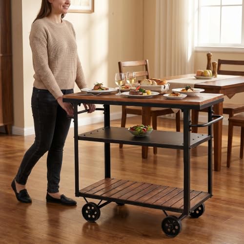 Industrial 3 Tier Rolling Utility Storage Cart Wine Beverage