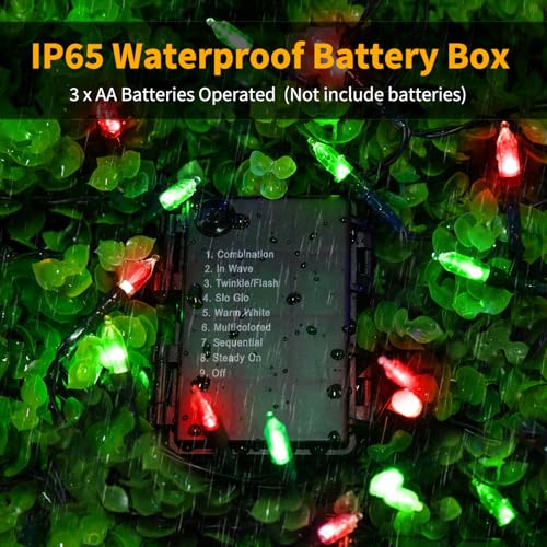 Battery Operated Christmas Lights 2 Pack 18Ft 50 LED Red & Green (2 Count)