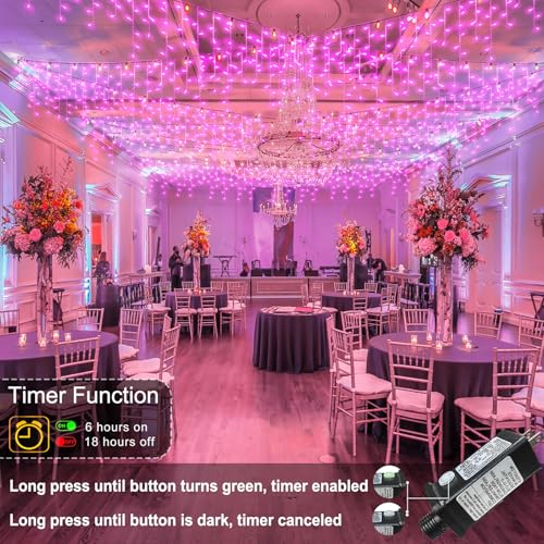 Pink Christmas Lights Outdoor Icicle Lights for Outside 66ft 640 LED String