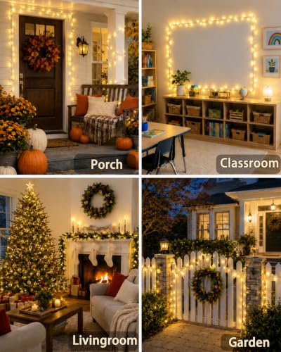 2 Pack 200 LED Battery Operated String Lights