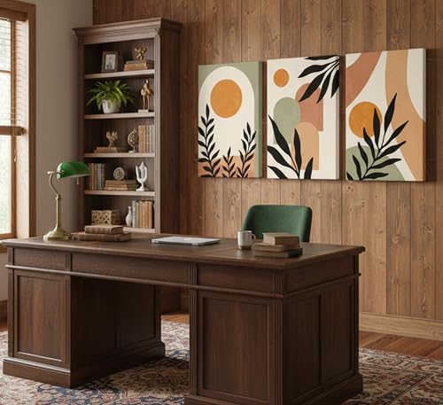 3 Pcs Mid Century Modern Boho Sun Canvas Wall Art 12x16in (3 Count)