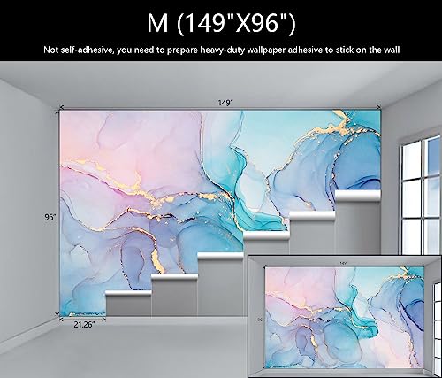Pink and Blue Marble Abstract Wallpaper Mural for Girl Bedroom (99.33 Sq Ft)