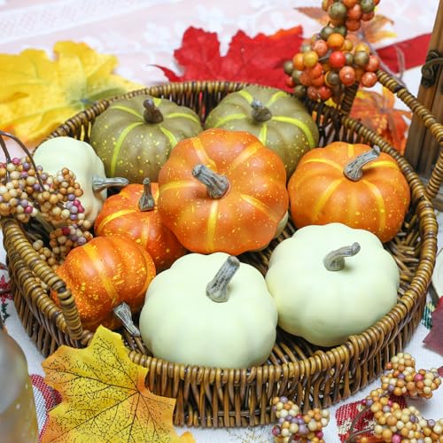 10Pcs Fake Pumpkins Fall Thanksgiving Decorations