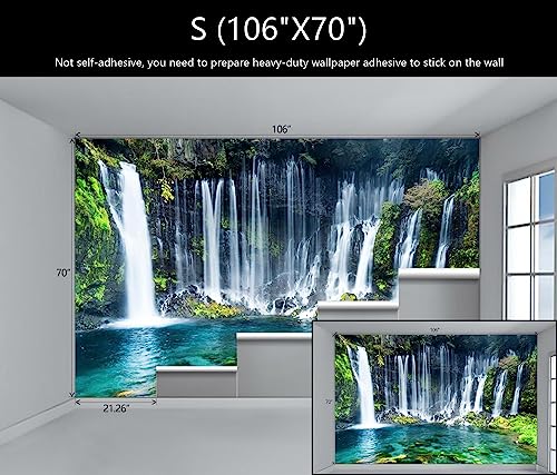 Green Waterfall Wall Mural Landscape Wallpaper for Bathroom Bedroom (51.53 Sq Ft)