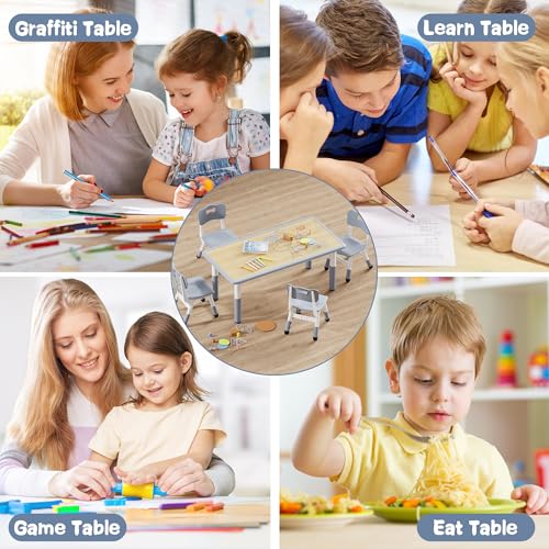 Height Adjustable Toddler Table and 4 Chairs Set