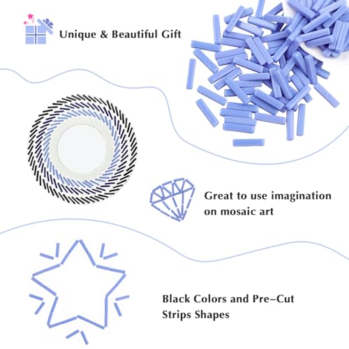 150g Blue Strips Glass Mosaic Tiles for Crafts Bulk (5.29 Ounce)