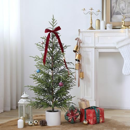 4FT 2Pcs Artificial Norfolk Pine Potted Christmas Tree for Front Door Decor (2 Count)