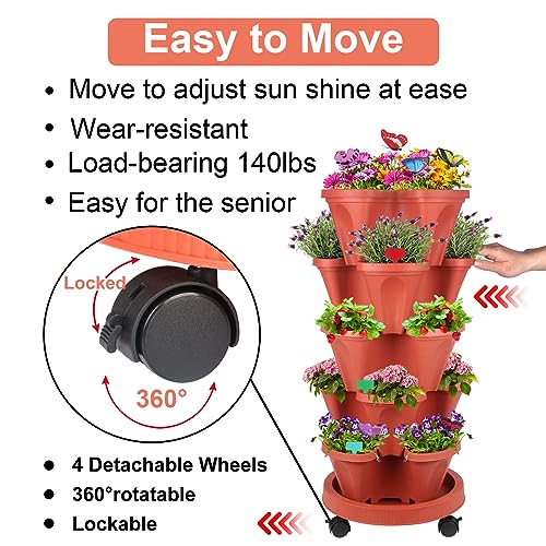 Stackable Planters 6 Tier Vertical Garden Planting Tower Planters Strawberry