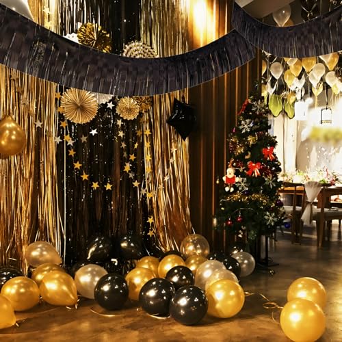 Black Foil Fringe Garland 10FT 2packs for Parade Float Decorations (20 Foot)