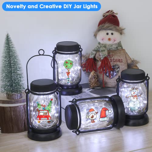 4 Pack Solar Mason Jar Hanging Lantern with Stakes (4 Count)