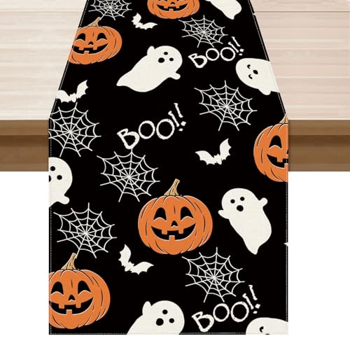 Halloween Ghost Pumpkin Table Runner for Table Decoration 13x90 Inch
