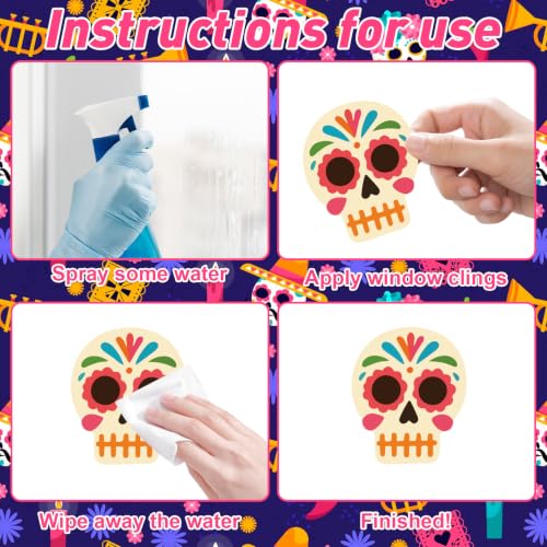Day of the Dead Sugar Skulls Window Clings 6 Sheets (6 Count)