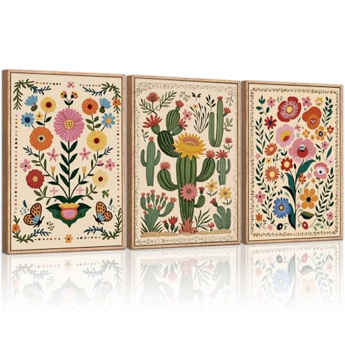 Boho Wildflower Wall Art Canvas
