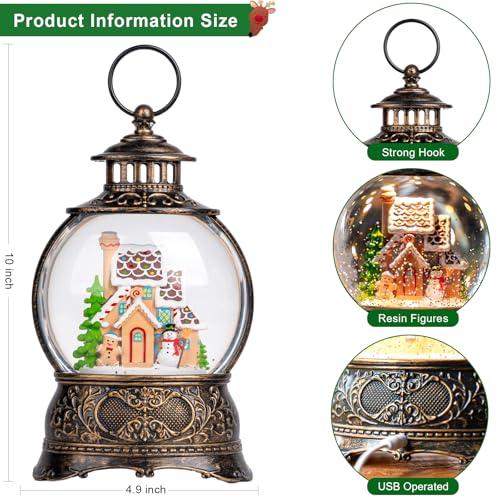 Christmas Snow Globes Christmas Water Lantern with Gingerbread Man & Snowman