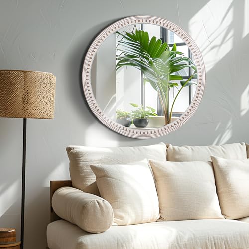 24 Inch Round Wood Mirror