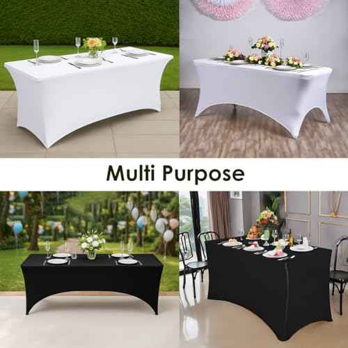 6 Pack 8ft Black Spandex Tablecloth (6 Count)