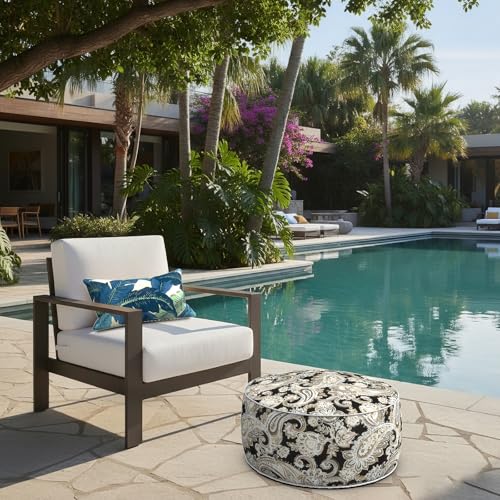 Indoor Outdoor Inflatable Ottoman with Handle D21 x H9 Inch