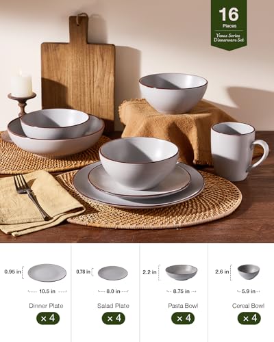 Venus Stoneware Dinnerware Sets with Pasta Bowls (16 Count)