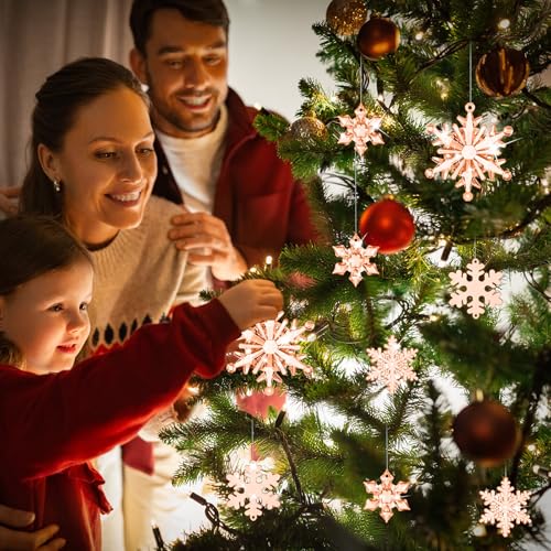 Champagne 40 Pcs Christmas Snowflake Ornaments for Xmas Tree (40 Count)