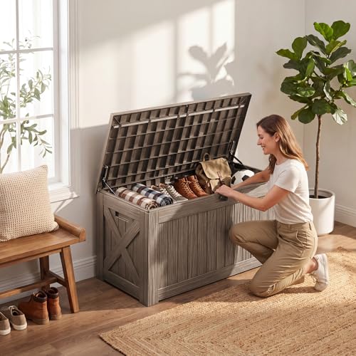 Resin Deck Box 120 Gallon Waterproof Large Outdoor Storage Box