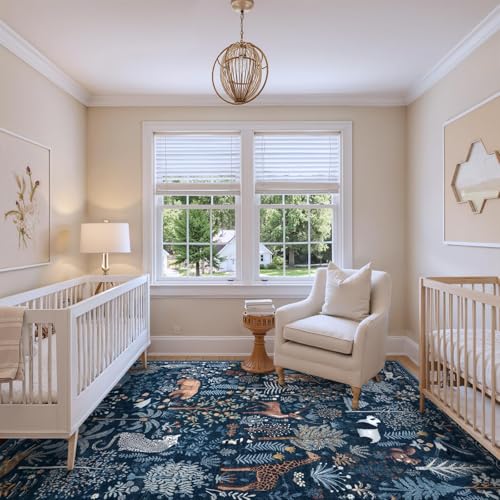 Jungle Print Rugs for Living Room 8x10 Washable Area Rugs for Bedroom
