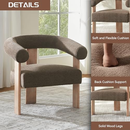 Barrel Accent Chairs Set of 2 with Armrests and Rubberwood Legs (2 Count)