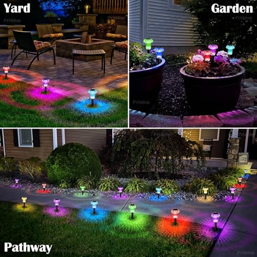 Solar Lights Outdoor Waterproof 12 Pack Garden Decor Color Changing (12 Count)