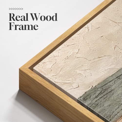 Framed Neutral Organic Abstract Canvas Wall Art for Dining Room