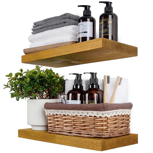 Wood Floating Shelves for Wall 16 Inch Set of 2 (2 Count)