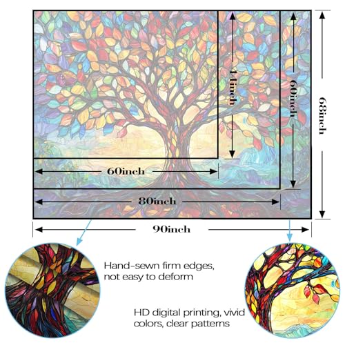 Tree of Life Tapestry Stained Glass Tapestry Wall Decor Tapestries for Bedroom Art Tapestries Wall Hanging for Bedroom Living Room Glass