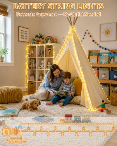 2 Pack 200 LED Battery Operated String Lights
