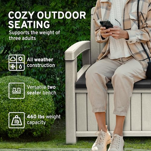 2 Seat Outdoor Storage Bench with Rain Cover
