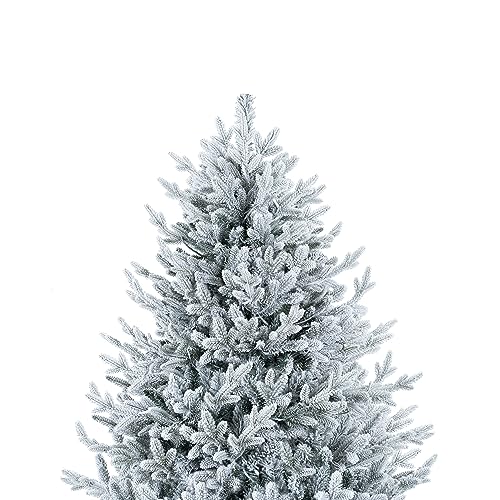 Ginebra 6.5ft Snow Flocked Christmas Tree Prelit with 2456 Branch Tips