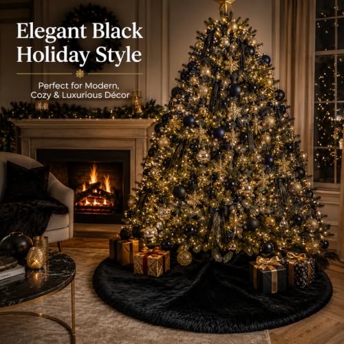 48 Inch Black Christmas Tree Skirt