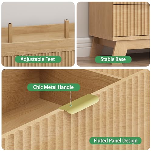 Fluted Dresser for Bedroom with 9 Drawers