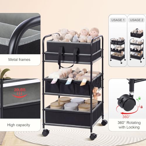 2in1 Baby Diaper Caddy Organizer Cart Bedside Rolling Cart (2 Count)
