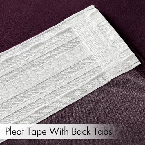 Dark Purple Velvet Pinch Pleat Blackout Curtains W52 X L96 Inches (2 Count)