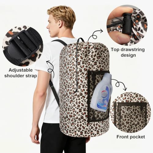 Laundry Bag Backpack Durable Laundry Bag with Shoulder Straps and Mesh Pockets Portable Laundry Hamper Dirty Clothes Bag for College