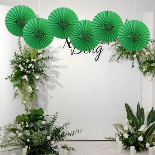 Green Party Decorations Green Hanging Paper Round Fans Bulk 16inch DIY (30 Count)