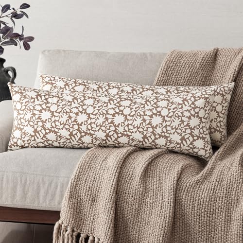 Set of 2 Decorative Long Body Lumbar Throw Pillow Covers Accent Farmhouse Cushion Covers Boho Pillowcase for Couch Sofa Bedroom Living Room Home Decor