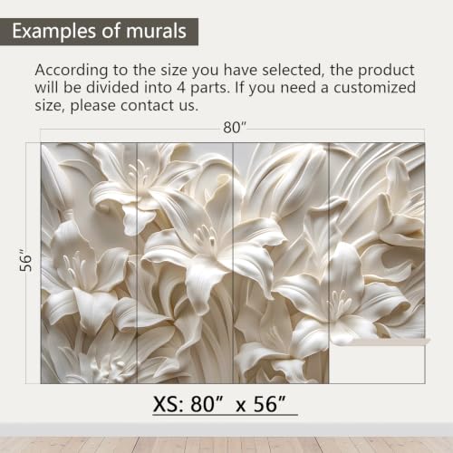 3D Beige Flower Peel and Stick Wallpaper Walls Mural for Bedroom