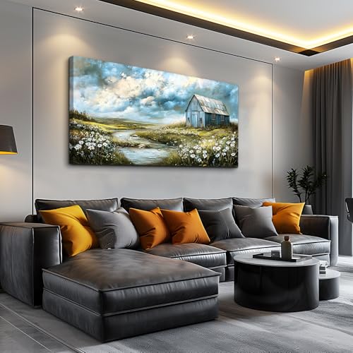 Wall Art For Living Room Large Canvas Wall Decor For Bedroom Field Scenery Flower Watercolour Painting Office Restaurant Mural Printing Picture Artwork Ready To Hang Home Decor 24x48 In