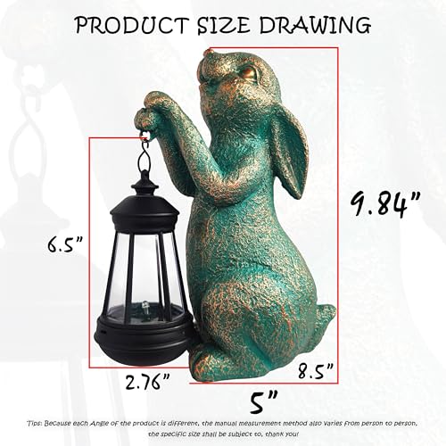 JOYBEE Garden Statues Rabbit with Solar Lantern Outdoor Decor