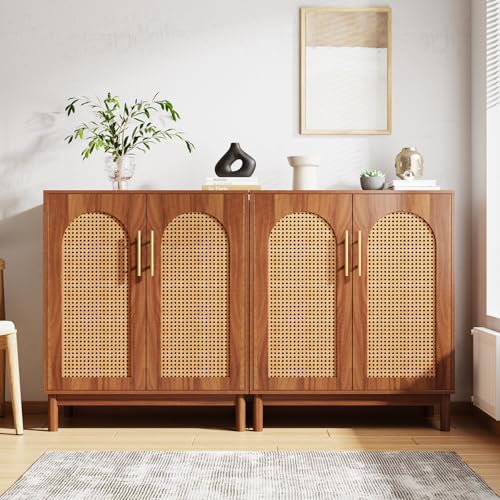 Set of 2 Rattan Sideboard Buffet with Storage (2 Count)