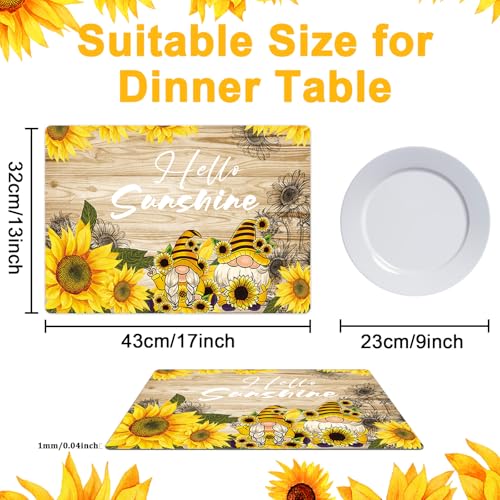 Sunflower Plastic Placemats Set of 6 Summer Table mats 17×13×0.04in (6 Count)