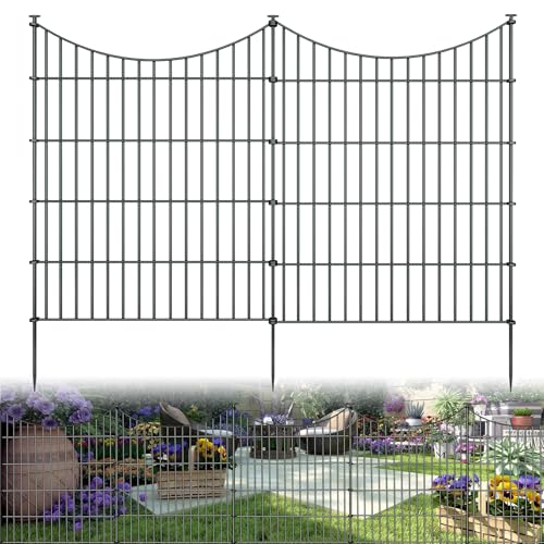 10 Panel No Dig Metal Garden Fence 32"H x 23.6'L Dog Fence Outdoor for Yard (63.24 Sq Ft)